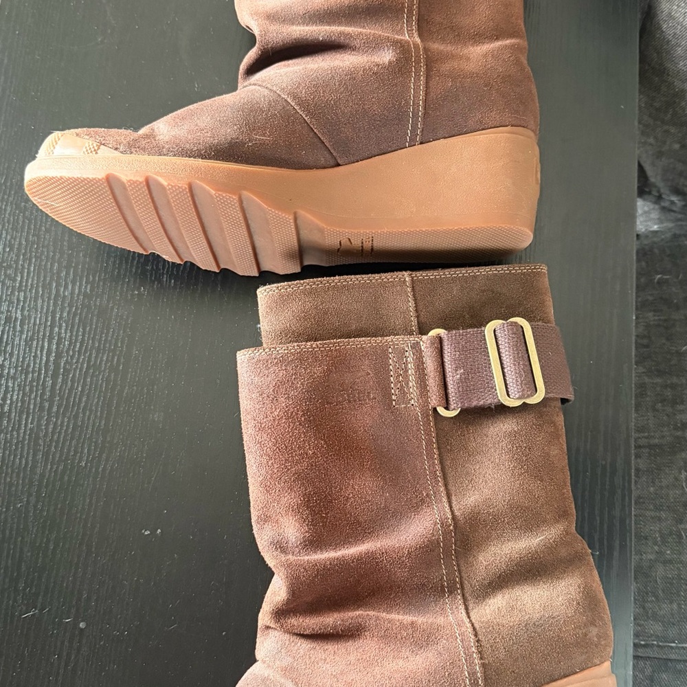 Sorel Brown Suede Wedge Winter Boots